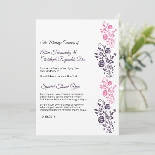 花嫁の結婚式扇子プログラムテンプレート 招待状 (スタンド正面)