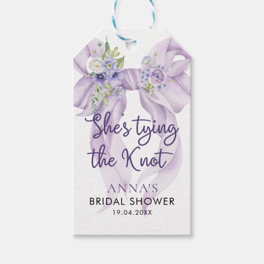 花嫁の結婚式準備 シャワーリリックの弓 ギフトタグ (正面)