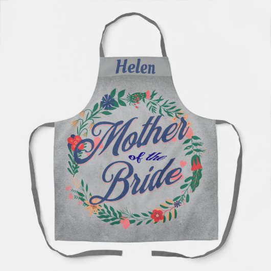 花嫁の編集可能な名前の母 エプロン (正面)