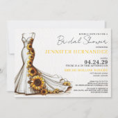 花嫁の花びらの中で咲くひまわり ブライダルシャワー 招待状 (正面)