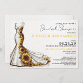 花嫁の花びらの中で咲くひまわり ブライダルシャワー 招待状 (正面/裏面)