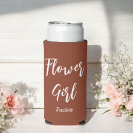 花嫁の花をまく少女 テラコッタ ブラウン 結婚式 スリム缶クーラー