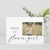 花嫁の花を添える少女に　小さな写真でのお願いカード 招待状 (スタンド正面)