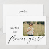 花嫁の花を添える少女に　小さな写真でのお願いカード 招待状 (正面/裏面)
