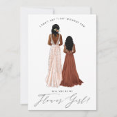 花嫁の花を飾ってくれる?ドレスを着た女の子たち 招待状 (正面)