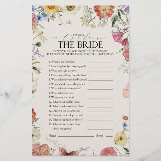 花嫁の花ゲームをどれだけ知っているか (正面)