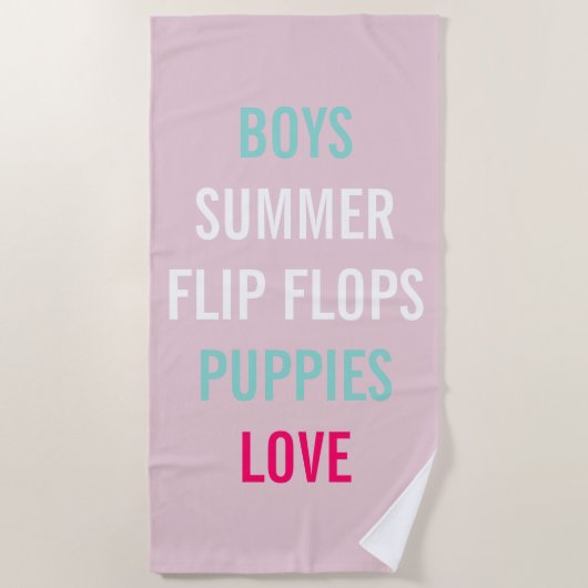 花嫁の花嫁ピンクの夏のローヴィン振りかけるパーティー ビーチタオル (正面)