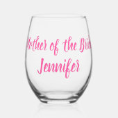 花嫁の花嫁ピンク結婚の母 ステムなしワイングラス (正面)