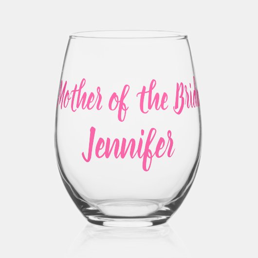 花嫁の花嫁ピンク結婚の母 ステムなしワイングラス (正面)