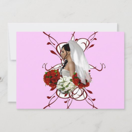 花嫁の花束のブライダルシャワーが引き立つ 招待状 (裏面)