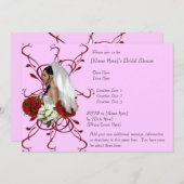 花嫁の花束のブライダルシャワーが引き立つ 招待状 (正面/裏面)