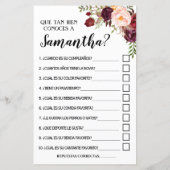 花嫁の英語のゲームをどれだけ知っていスペインのるか (裏面)