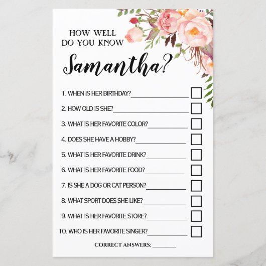 花嫁の英語のゲームをどれだけ知っていスペインのるか (正面)