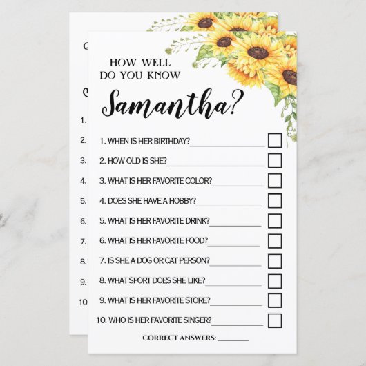 花嫁の英語のゲームをどれだけ知っていスペインのるか (正面/裏面)