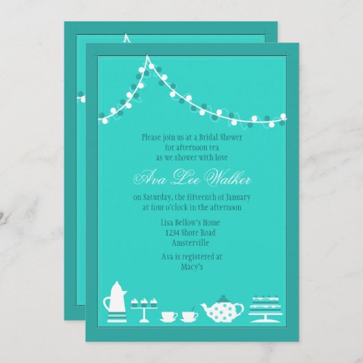 花嫁の茶パーティの招待状 招待状 (正面/裏面)