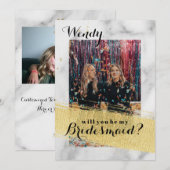 花嫁の証人依頼カード 大理石背景 偽ゴールド 招待状 (正面/裏面)