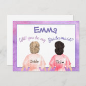 花嫁の証人依頼/ガールズドレス 裏から/ラベンダー色 インビテーションポストカード (正面/裏面)