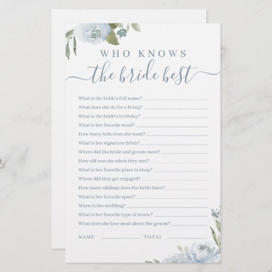 花嫁の試合を知っているほこりっぽいブルー最高のフローラ (正面/裏面)