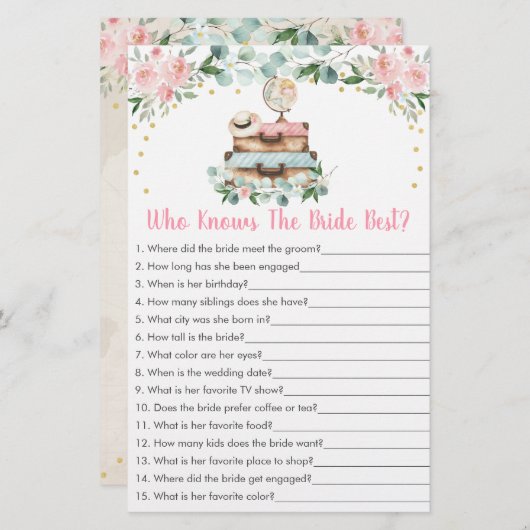 花嫁の試合を知っているピンクのフローラの最高の旅行 (正面/裏面)