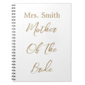 花嫁の贈り物の母結婚は金ゴールドホワイト ノートブック (正面)