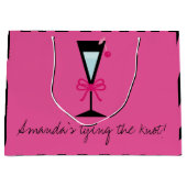 花嫁の贈り物パーソナライズされたピンクと黒ゼブラ ラージペーパーバッグ (正面)