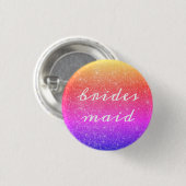 花嫁の輝くピンクグラデーションカラフル結婚色の 缶バッジ (正面&裏面)