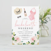 花嫁の週末予定 招待状 淡いサーモン色 花 (スタンド正面)