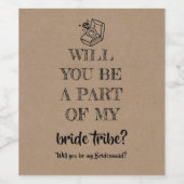 花嫁の部族 – Bridesmaid おもしろい Proposal ワインラベル (シングルラベル)