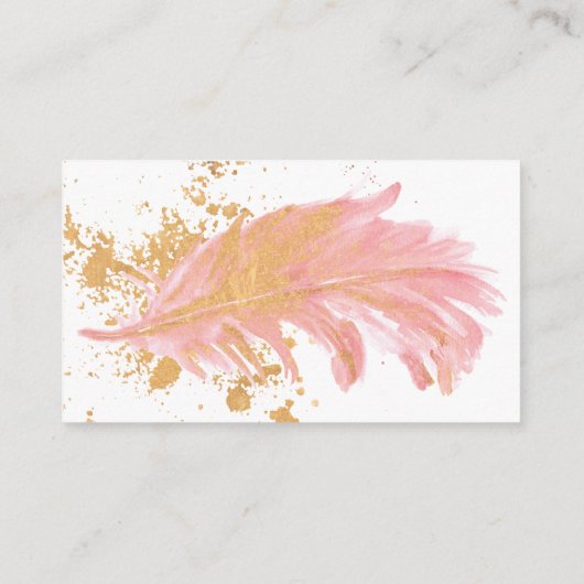 花嫁の金ゴールドとピンクの羽のアドバイス アドバイスカード (裏面)
