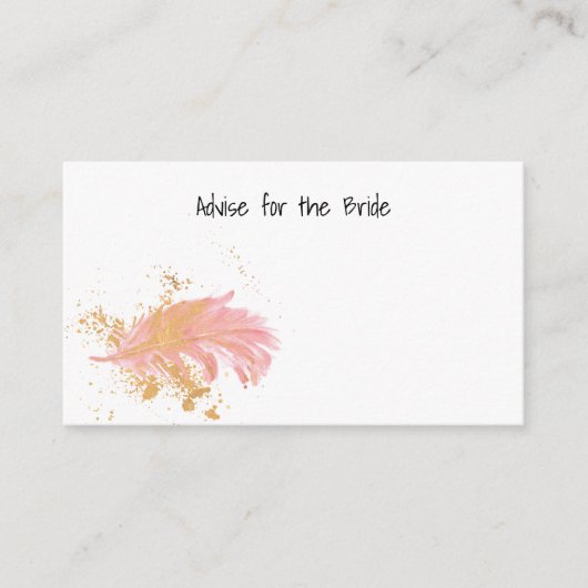 花嫁の金ゴールドとピンクの羽のアドバイス アドバイスカード (正面)