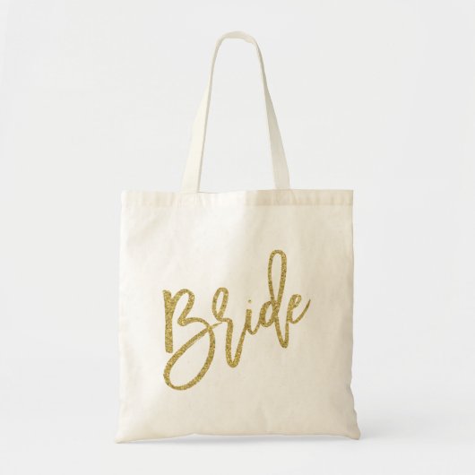 花嫁の金ゴールドのグリッターの原稿 トートバッグ (正面)