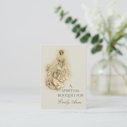花嫁の霊的花束の祈りの言葉の神聖なカード 名刺 (スタンド正面)