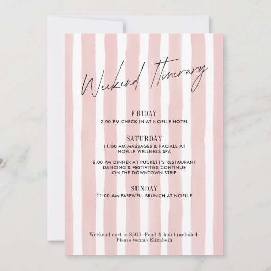 花嫁の黒いリボンの独身最後の夜の会 招待状 (裏面)