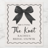 花嫁の黒いリボンの結婚前パーティー ワインラベル (シングルラベル)