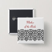 花嫁の黒のダマスク織のレースV03の母 缶バッジ (正面&裏面)
