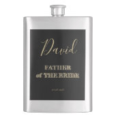 花嫁の黒の金ゴールドのグリッターのタイポグラフィの父 フラスク (正面)