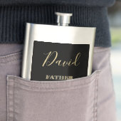 花嫁の黒の金ゴールドのグリッターのタイポグラフィの父 フラスク (インサイチュ)