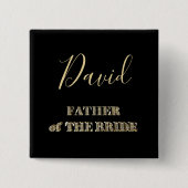 花嫁の黒の金ゴールドのグリッターのタイポグラフィの父 缶バッジ (正面)