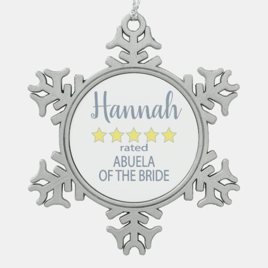 花嫁の5つ星の祖母（アブエラ）　ブライダル＆ウェディングパーティー スノーフレークピューターオーナメント (正面)