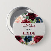 花嫁のMarsala及び海軍花のぼろぼろのシックな叔父さん 缶バッジ (正面&裏面)