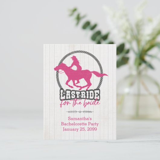 花嫁はがきの最後のホットピンク ポストカード (スタンド正面)