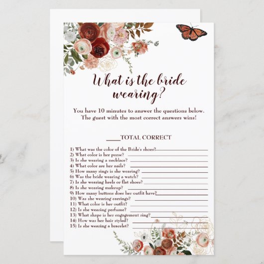 花嫁はゲームBurgundy Boho Flyerを着て何であるか (正面/裏面)