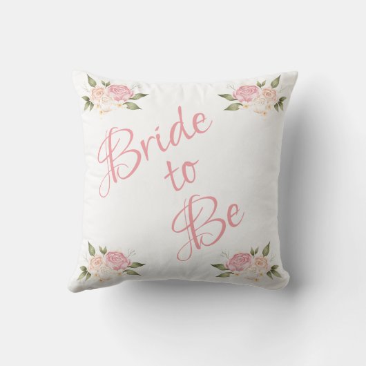 花嫁はピンクのフローラスクリプトの水の色結婚の クッション (裏面)