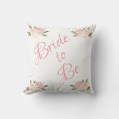 花嫁はピンクのフローラスクリプトの水の色結婚の クッション (正面)
