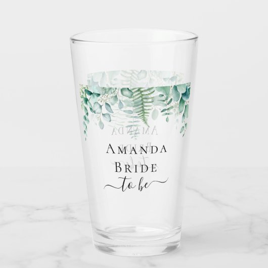 花嫁はユーカリの緑のシダの森林 タンブラーグラス (裏面)