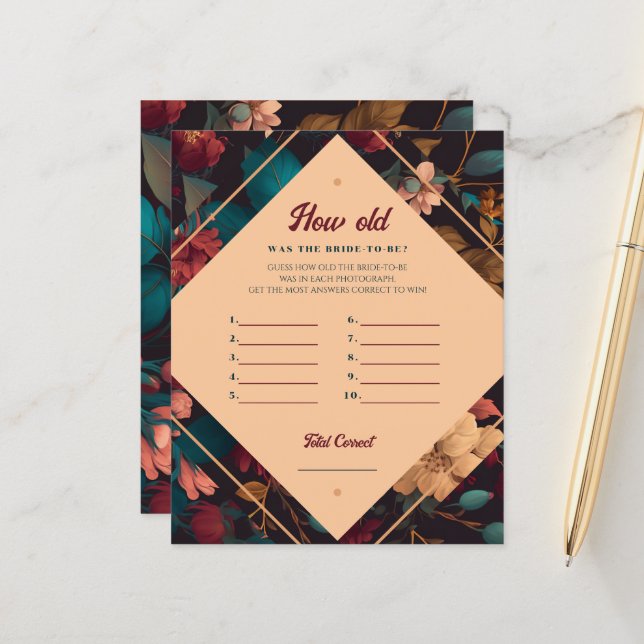 花嫁は何歳だった？写真ゲーム紙シート (正面/裏面インサイチュ)