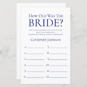 花嫁は何歳? ネイビーブルーの結婚前お祝いゲーム (正面/裏面)