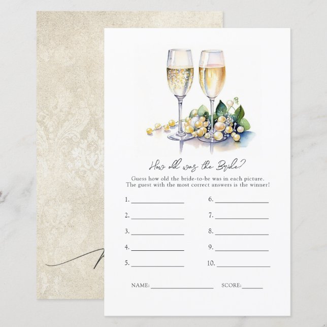 「花嫁は何歳？」 結婚前お茶会 ゲーム (正面/裏面)