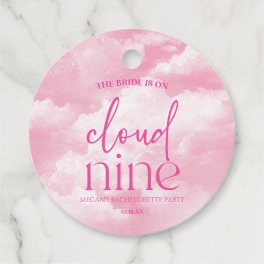 花嫁は極楽ピンクの独身最後の夜のパーティー フェイバータグ (裏面)