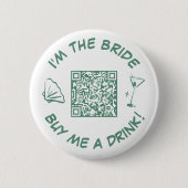 花嫁は私!飲み物を買ってQRコード 缶バッジ (正面)